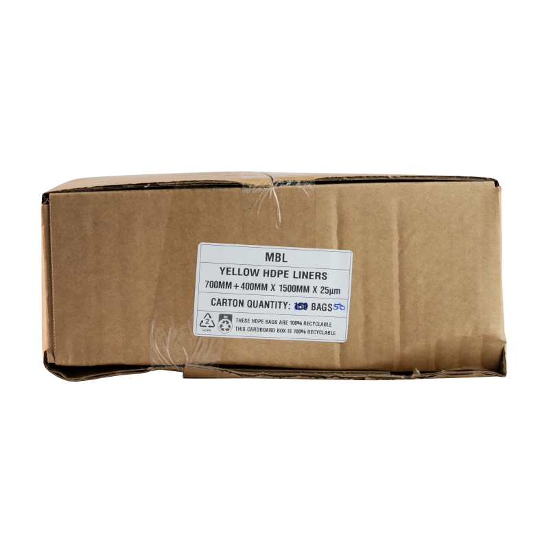 Yellow Carton Liners 16um 435mm x 380mm x 435mm 