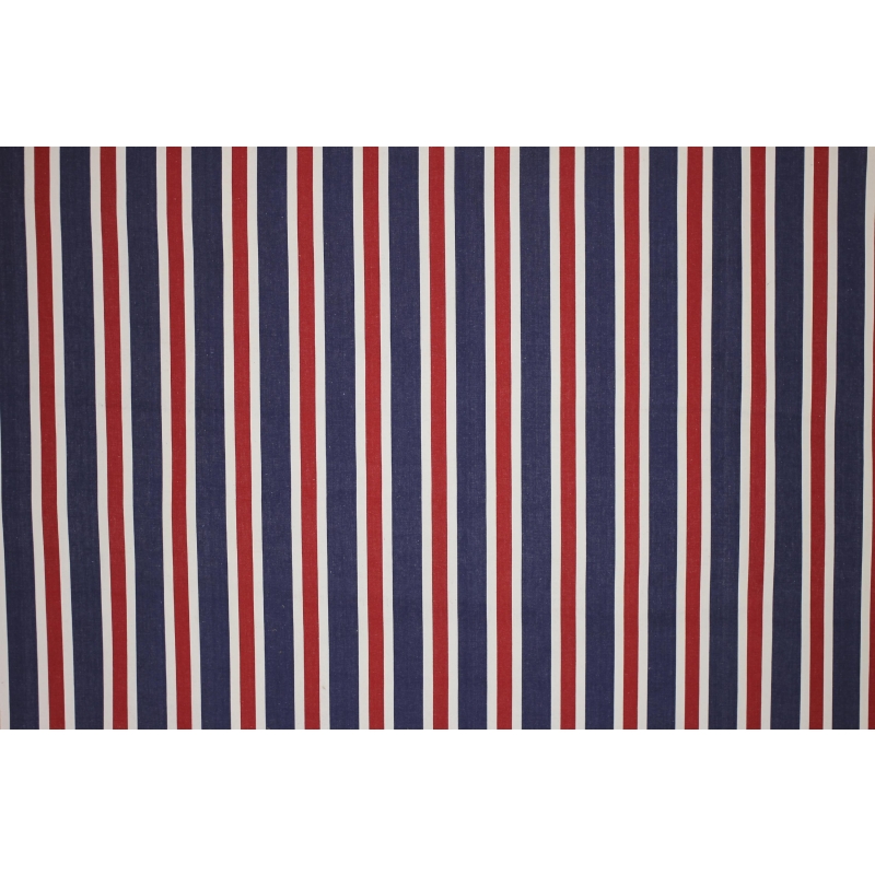 Blue Nylon Apron with Red & White Stripes
