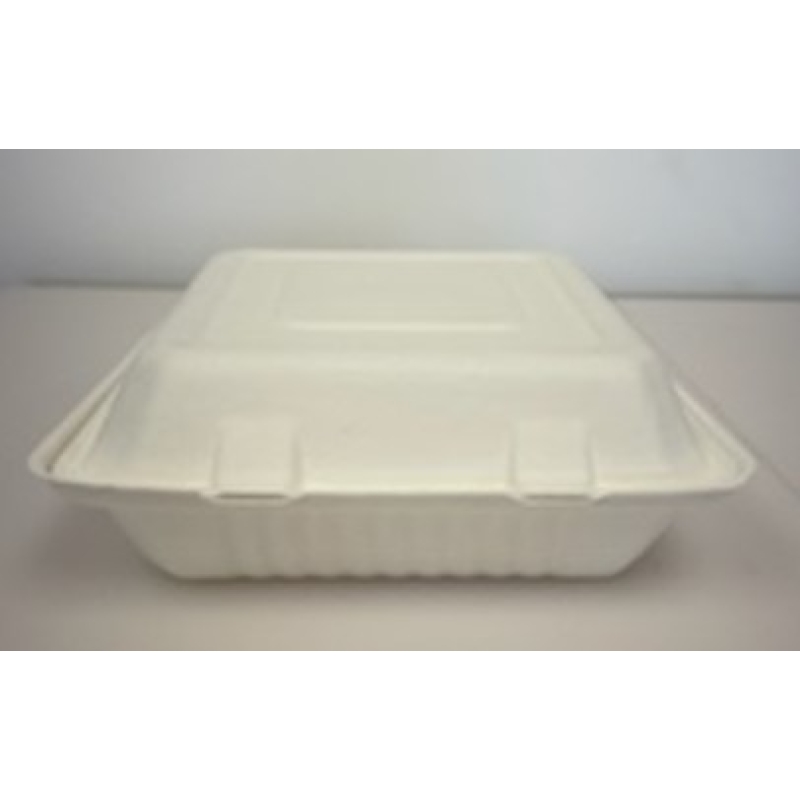 Eco 3-Compartment Sugarcane Clams Dinner Pack 9" x 9"