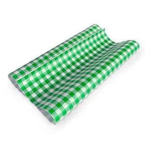 Gingham Green Greaseproof Paper 190mm x 300mm