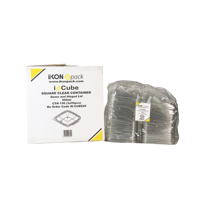 Square Cube Hinged Container Lids 500ml