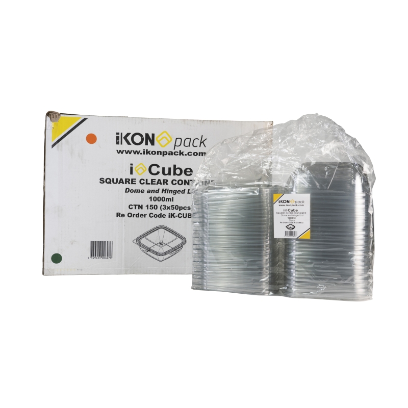 Square I-Cube Hinged Container Lids 1000ml