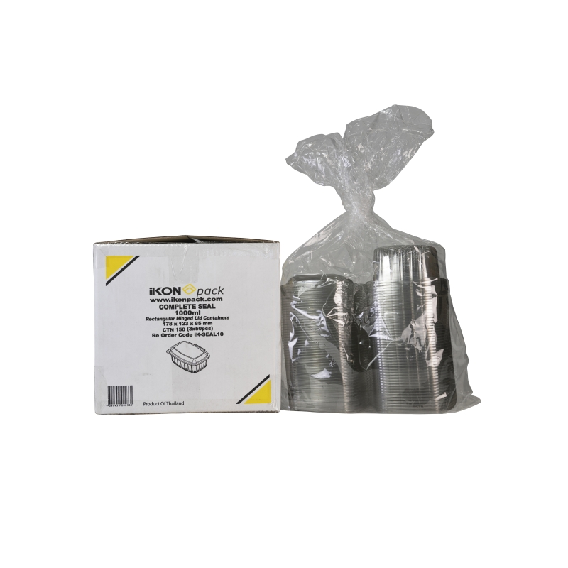 Clear Rectangular Hinged Lid Containers 1000ml
