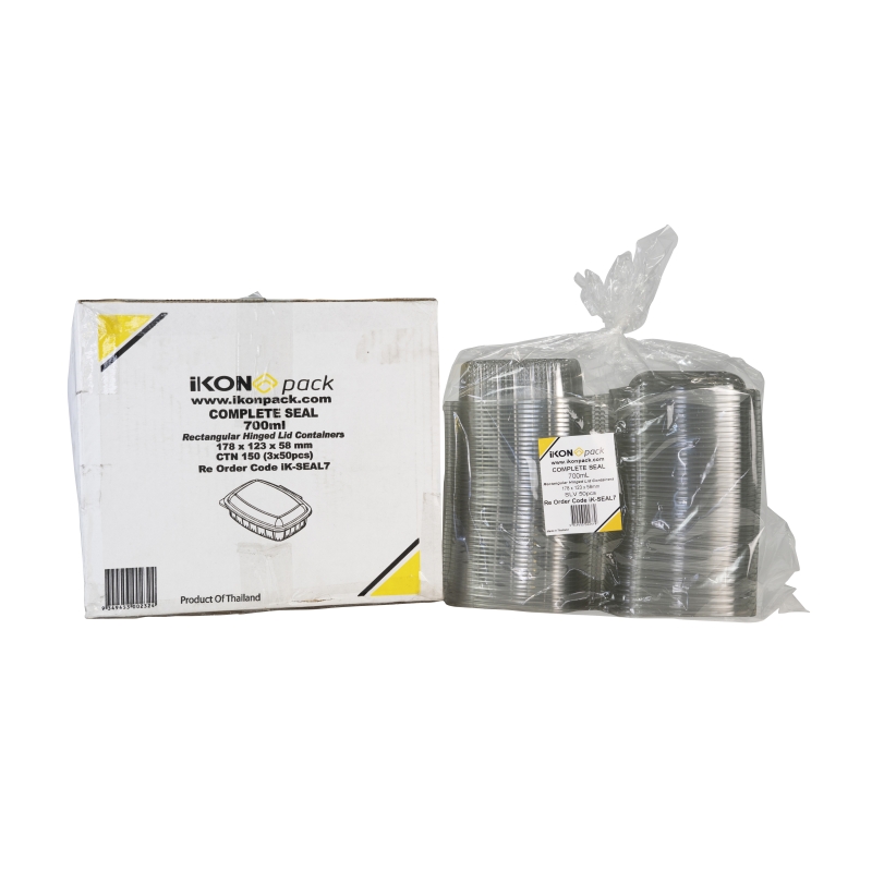 Clear Hinged Rectangular Lids 700ml
