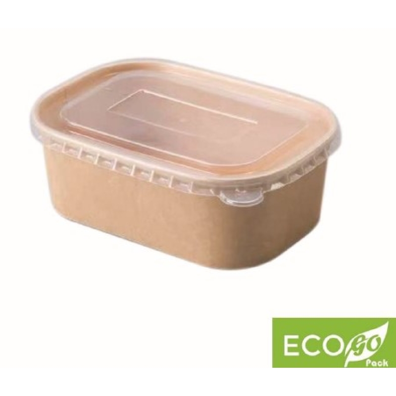 Eco PLA Kraft Rectangular Deli Containers 650ml 152 x 98 x 50mm