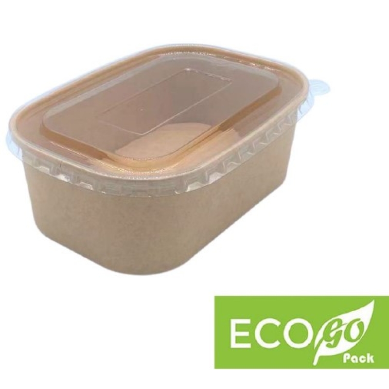 Eco PLA Kraft Rectangular Deli Containers 750ml 152mm x 98mm x 60mm