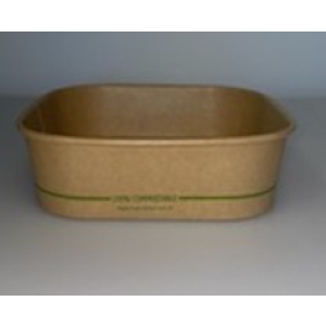 Eco PLA Kraft Square Containers 980ml 175mm x 175mm x 50mm