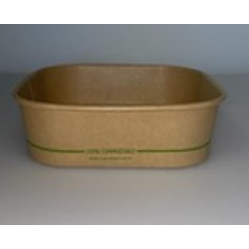 Eco PLA Kraft Square Containers 980ml 175mm x 175mm x 50mm