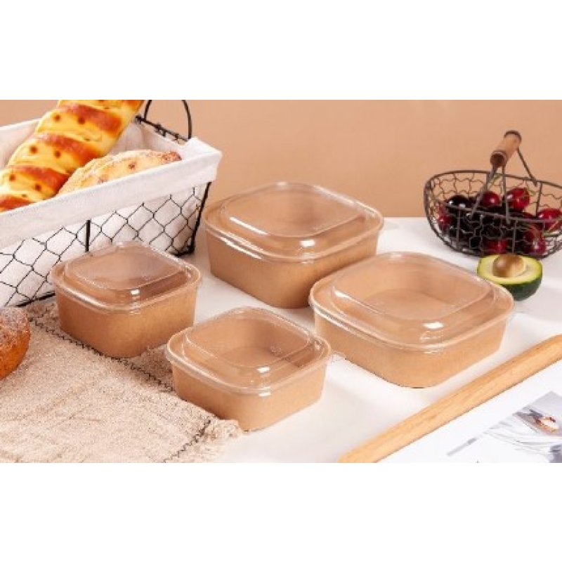 Eco Kraft Square Containers 1320ml 175mm x 175mm x 65mm