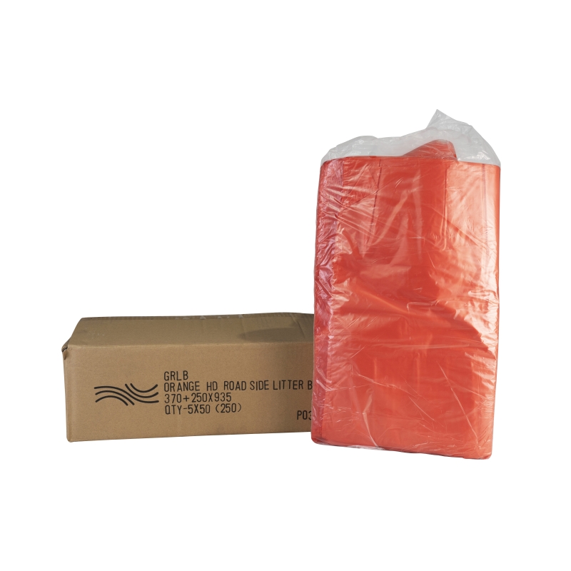 Orange Poly Bags 25um 370mm x 250mm x 935mm