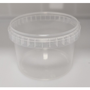 Clear PP Plastic Food Tubs 565ml with White Lids 110mm