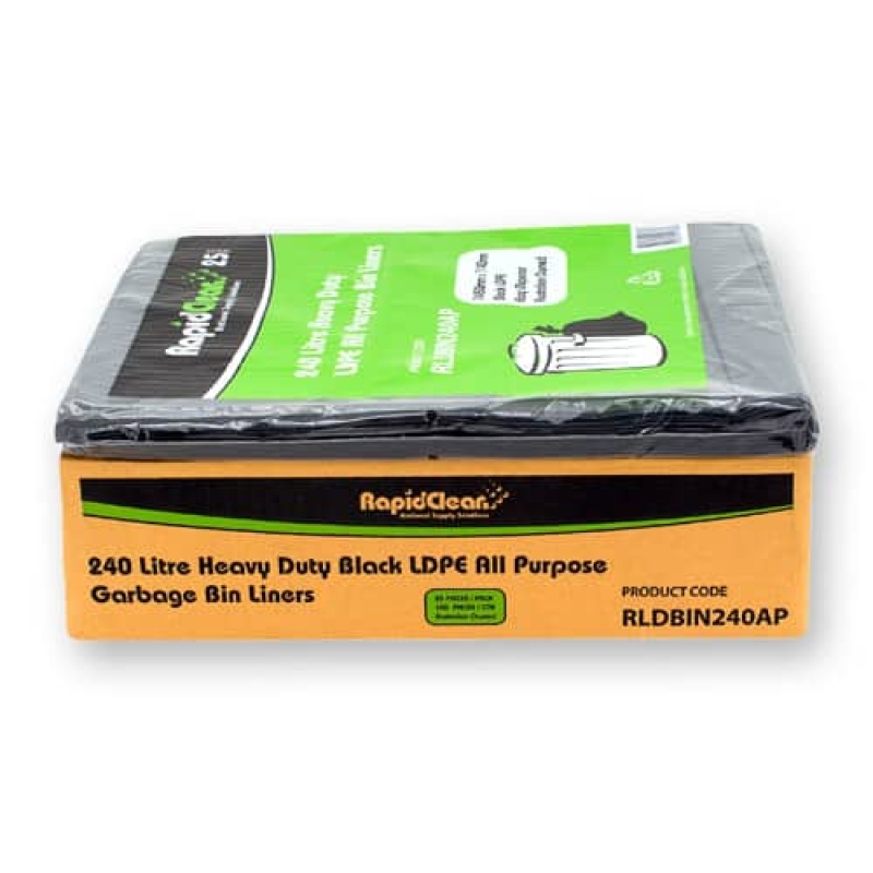 Black 240L Heavy Duty Bin Liners