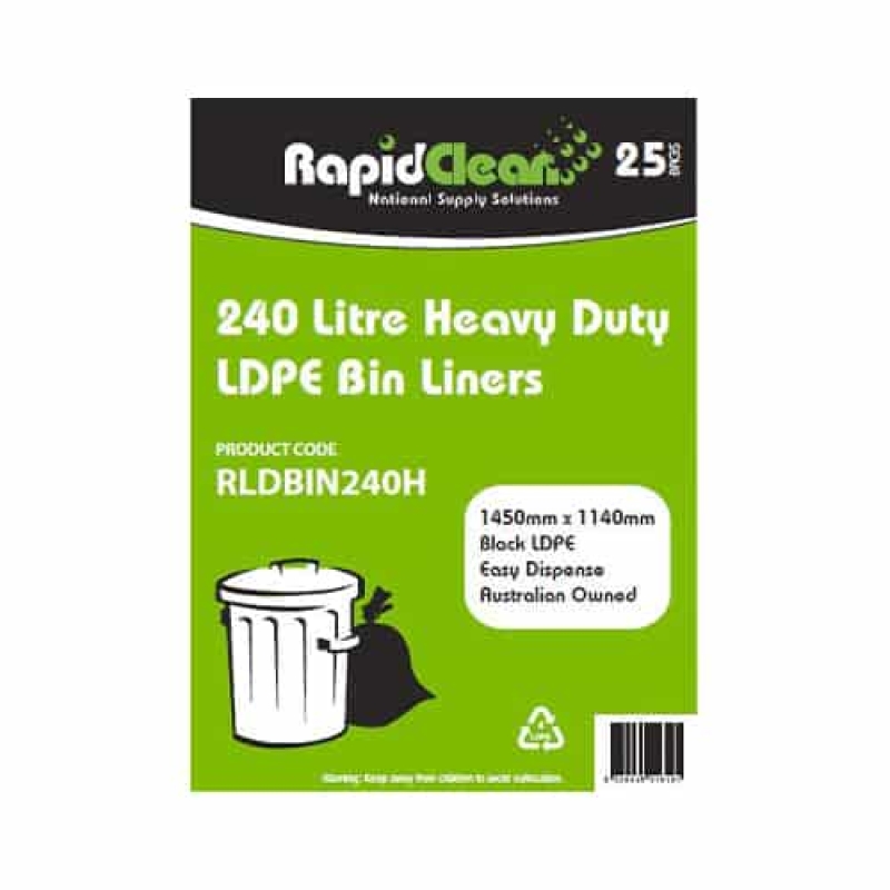 Black 240L Heavy Duty Bin Liners Roll